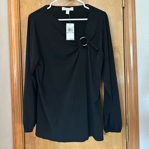 1X Women’s Michael Kors black party long sleeve top